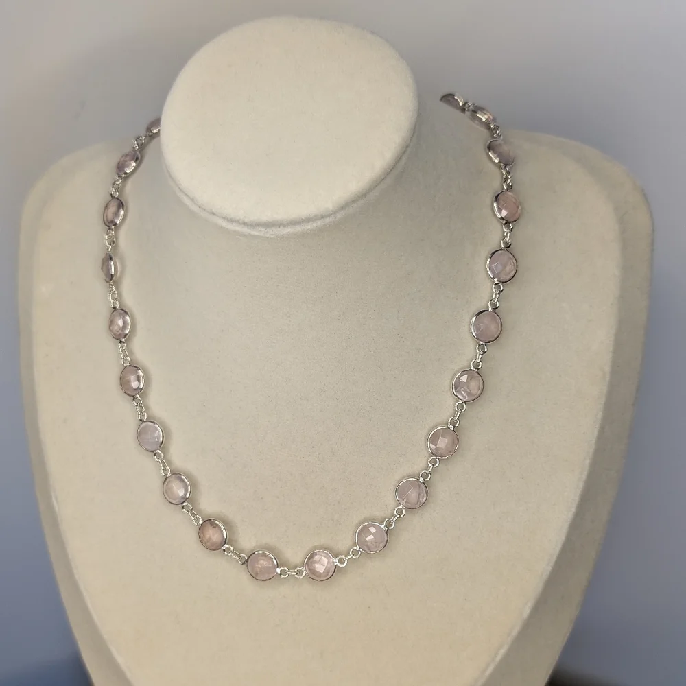 Rose Quartz Necklace S925 Sterling Silver - Picture 4 of 7